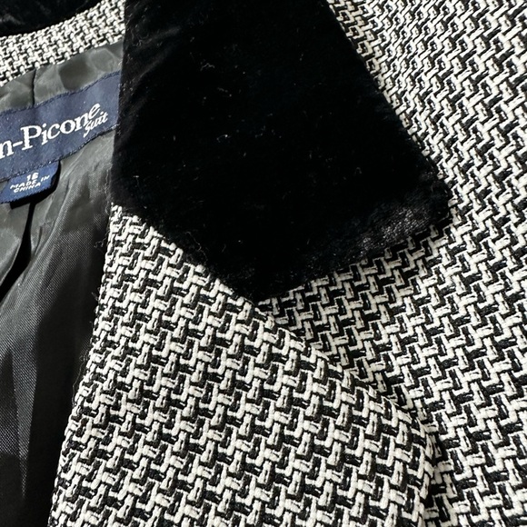 Evan Picone Houndstooth Velvet Collar Suit Blazer Jacket Women's 16W NWT - Picture 9 of 13